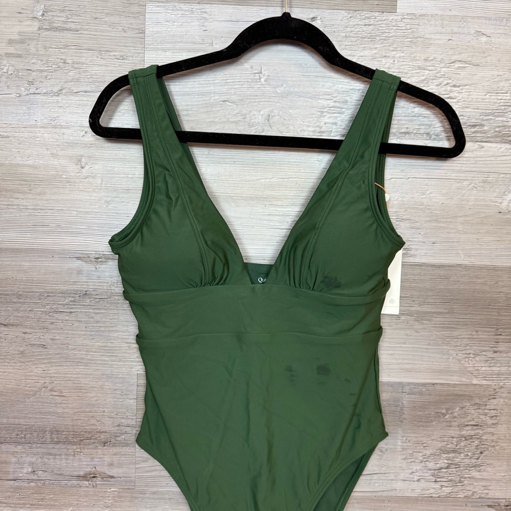 Quince Italian Plunge One-Piece Swimsuit - Green - Size Small - Picture 12 of 16